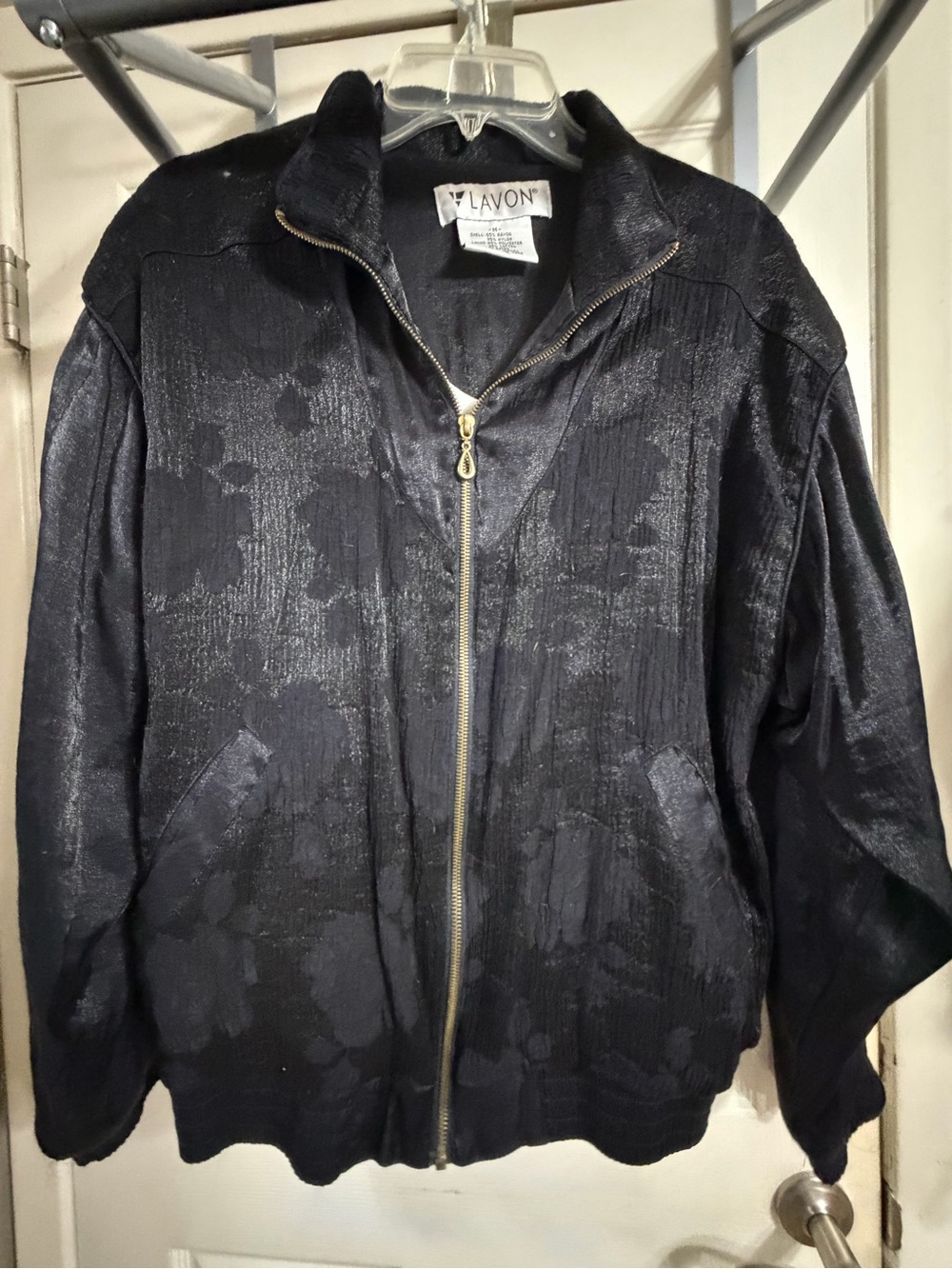 LAvon Black Textured Zip-Front Jacket